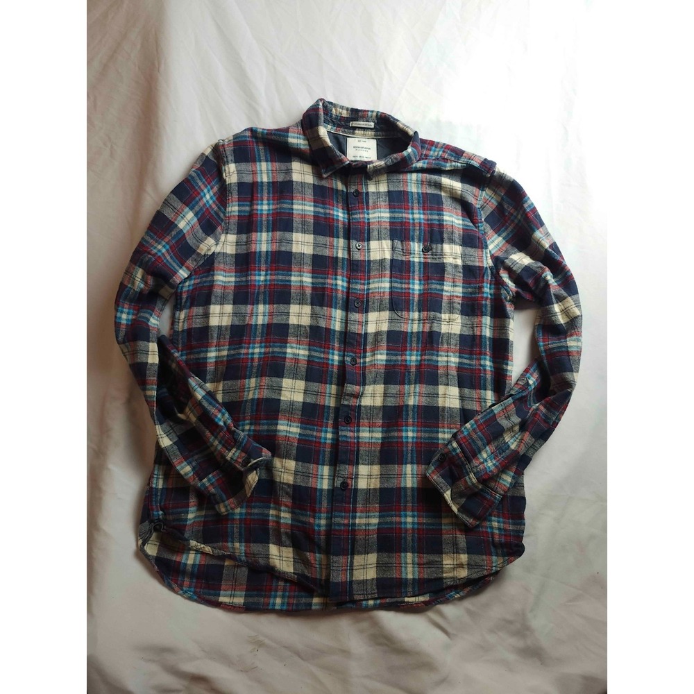 Denim & Flower Flannel Shirt Mens XL Plaid Urban Dark Academia Heritage Workwear